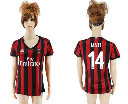 Women's AC Milan #14 Mati Home Soccer Club Jersey - Click Image to Close